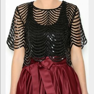 Garcia see through black sequins crop top